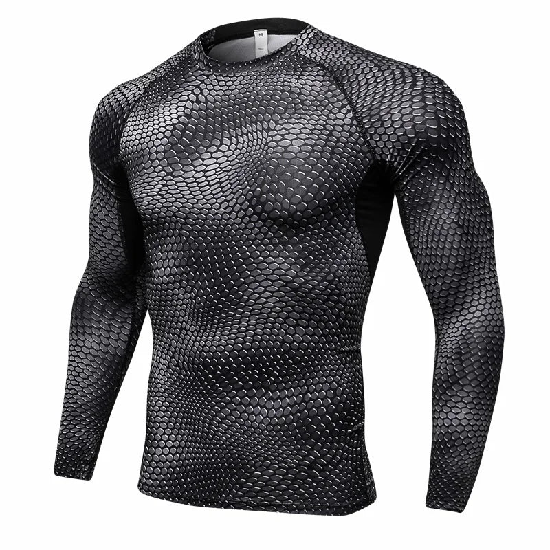 Men's Fitness Running Training Long-Sleeved Shirts Tight Elastic Quick-Drying Clothes Gym T-Shirt Workout Athletic Undershirts