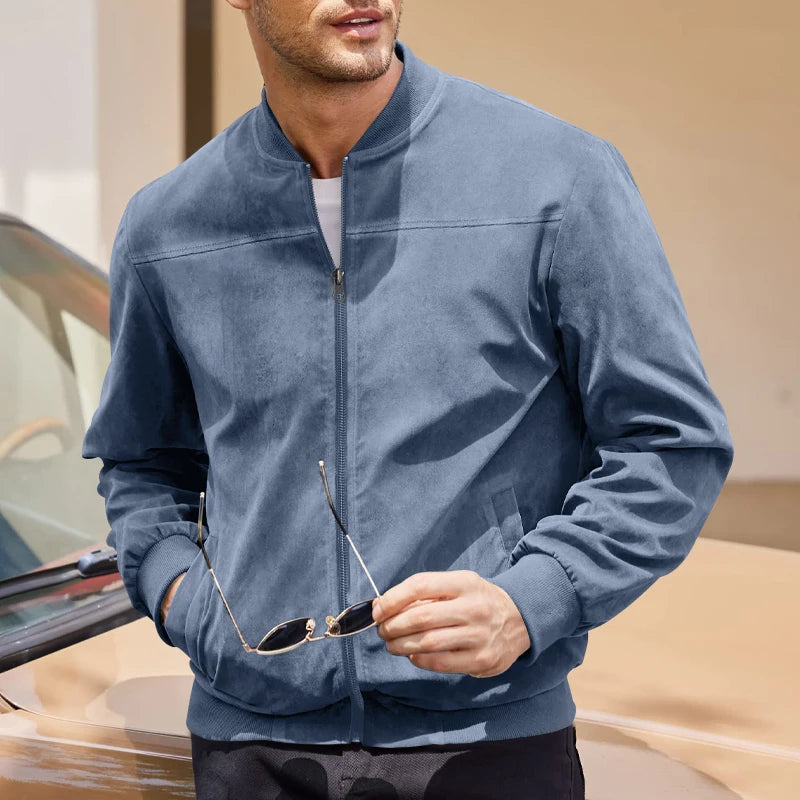 Stylish Men's Vintage Long Sleeve Zip-Up Baseball Collar Sports Jacket - Water-Resistant Breathable