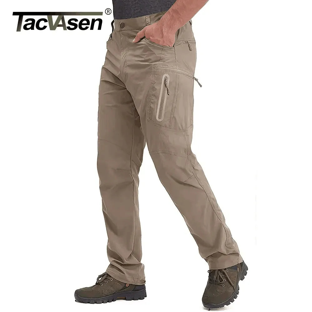 Summer Lightweight Trousers Men's Fishing Pants Outdoor Hiking Nylon Quick Dry Pockets Cargo Pants Casual Work Trousers