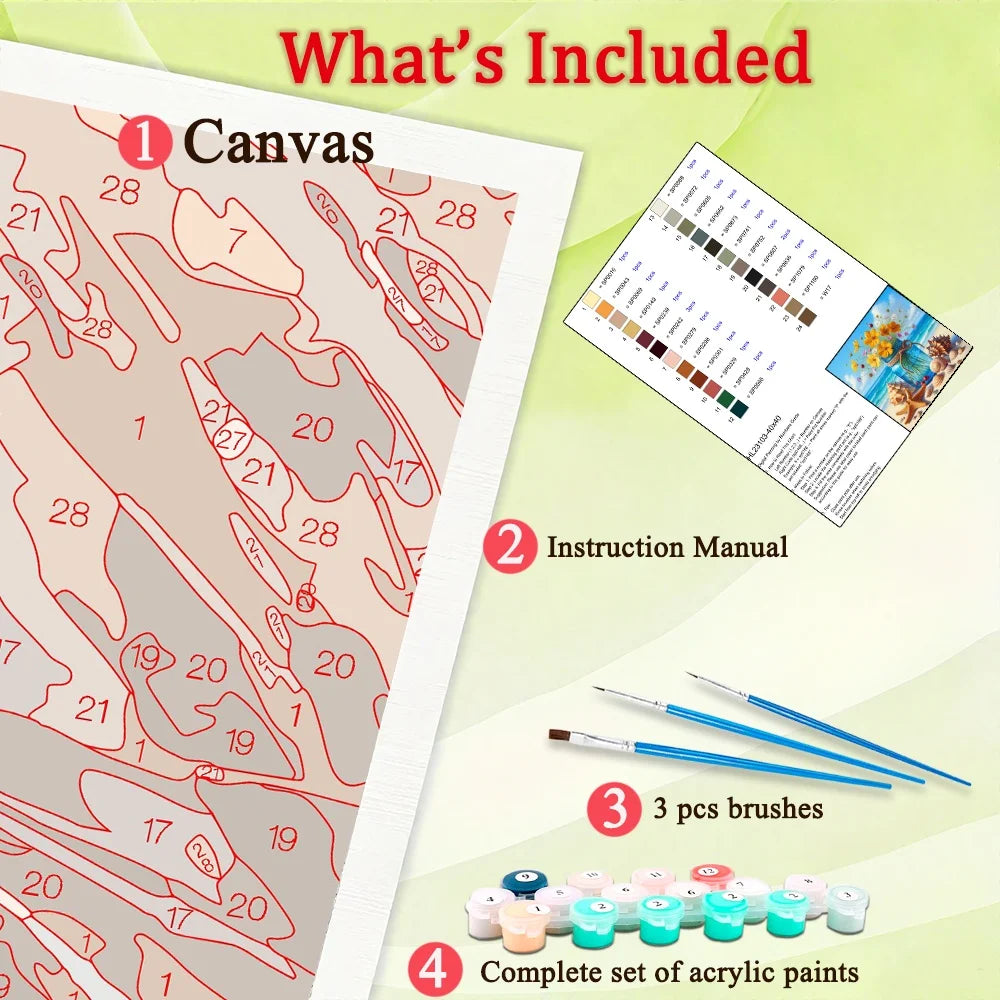 Seaside Flower Paint By Numbers For Adult Diy Art Craft Kit Landscape HandPainted On Canvas Valentines Gift Home Decor