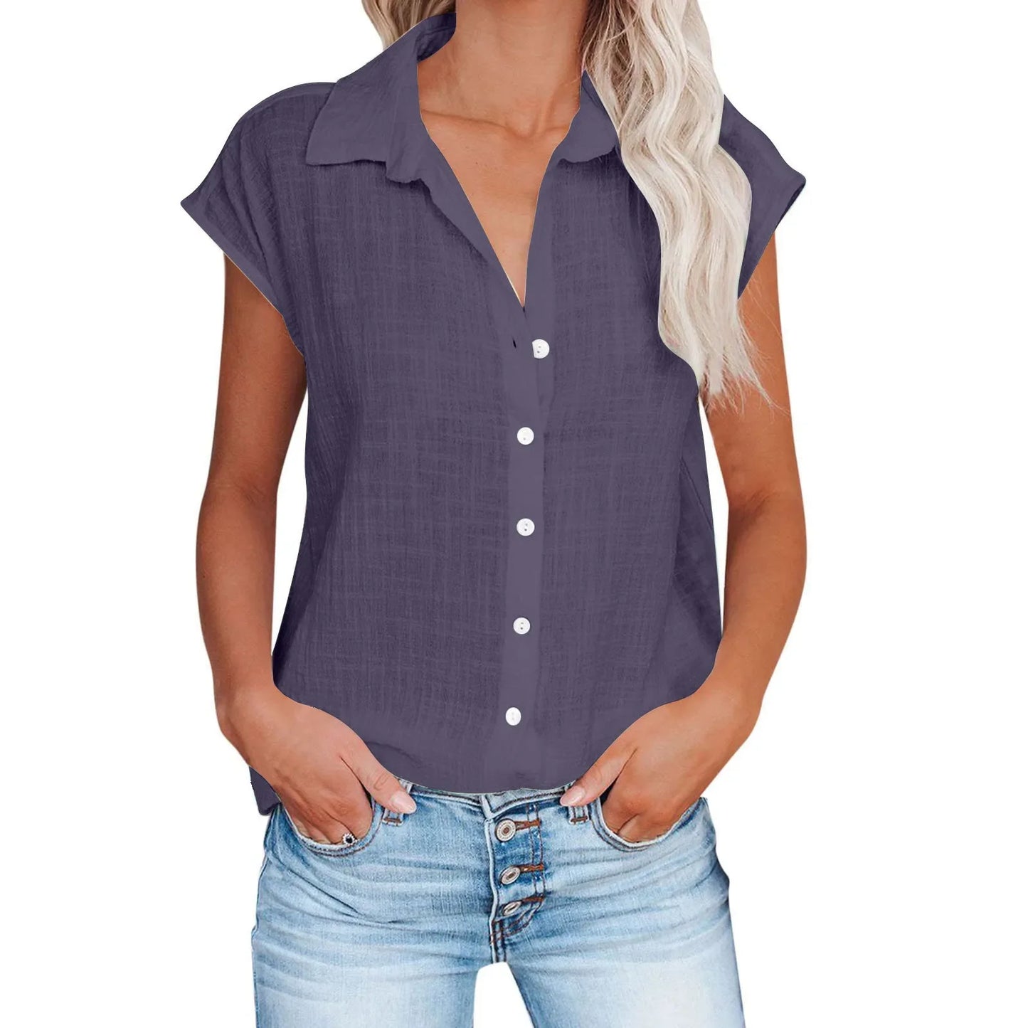 Cotton Linen Shirt Ladies Tops Tee Casual Thin Loose Woman T Shirt Summer Short Sleeve Solid T-Shirts Women Clothing Blouses