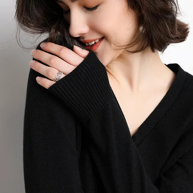 2026 Women Cardigans Long Sleeve Knitted Outerwear Solid Thin Spring / Autumn Sweaters V-neck Knitwear Cardigans