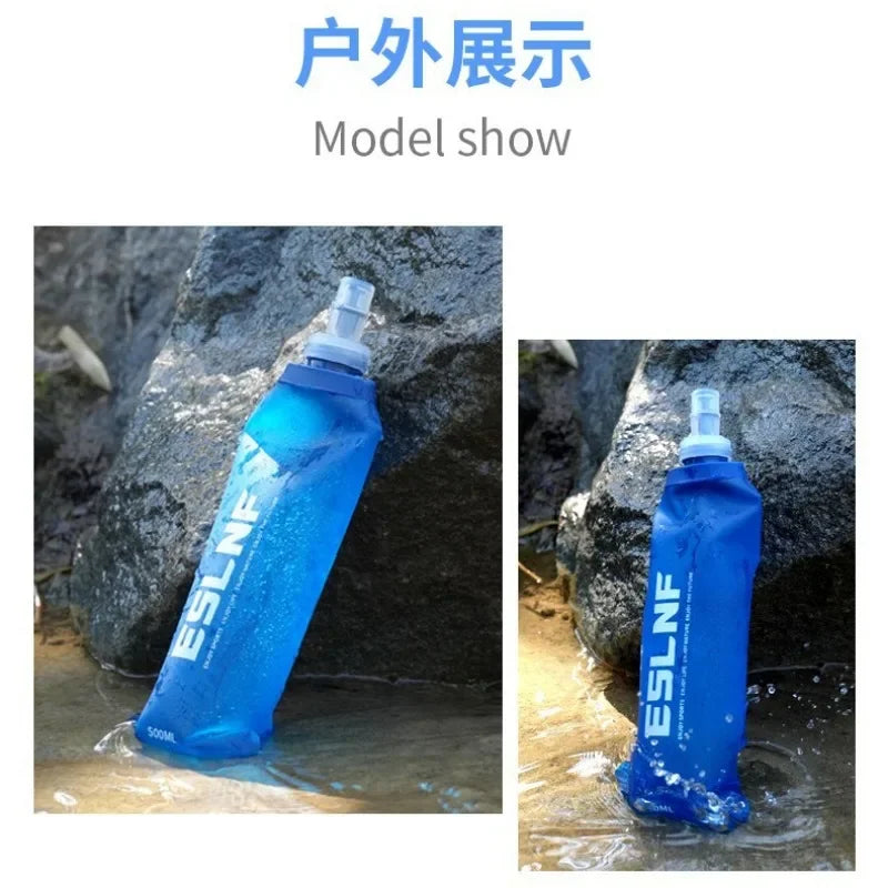 500ml Soft Flask Folding Collapsible Water Bottle TPU BPA Free Outdoor Sport Portable Water Bag Running Camping