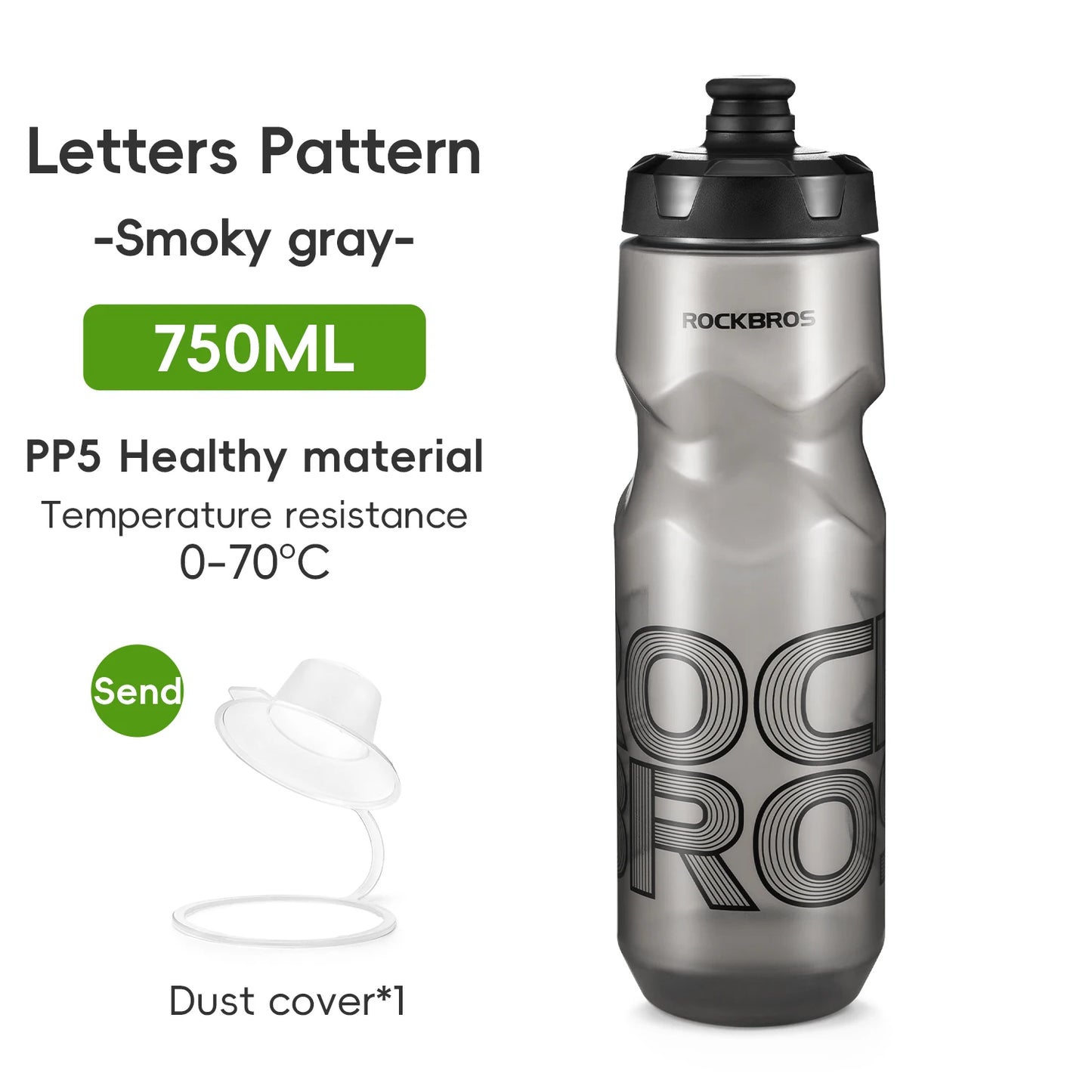 Water Bottle 600/750ml Large-Capacity PP5 Lightweight Cycling Sports Drink Kettle Leak-proof Squeeze Water Bottle