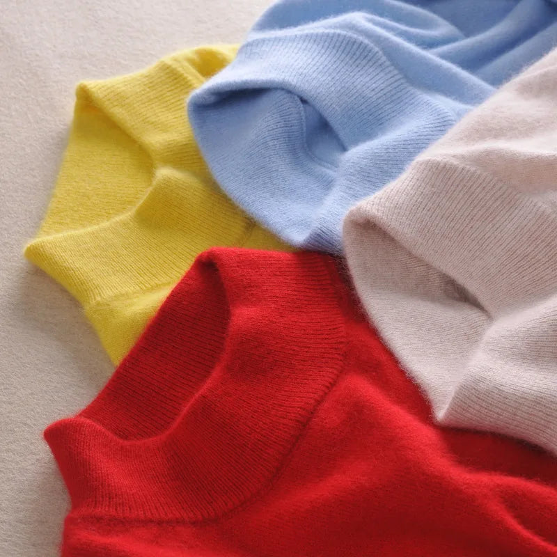 18 Colors Women Cashmere Sweater Pullovers Long Sleeve Pull Femme Half Turtleneck Pullover Women Jumpers