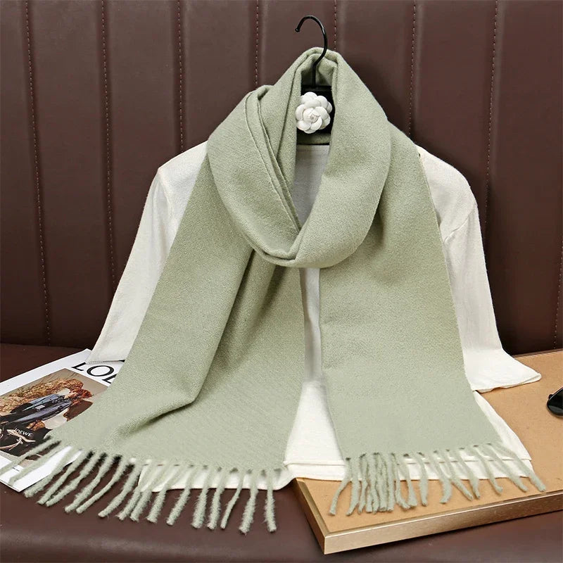 New Winer Warm Cashmere Scarf for Women Fashion Solid Thick Blanket Pashmina Shawl Wrap Female Bufanda Echarpe Foulard 2025