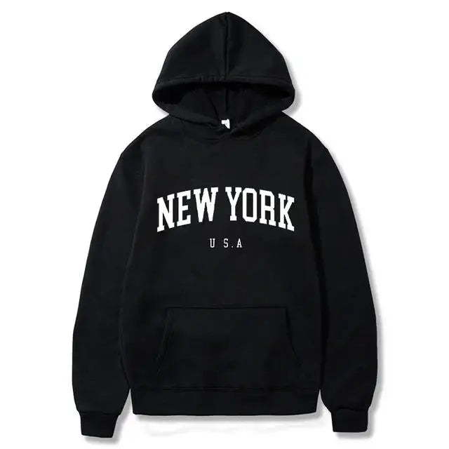 Men / Women New York U.S.A City Hoodies Fashion Letter Printed Graphic Sweatshirts Loose Casual Harajuku Hooded Pullover Sportwear