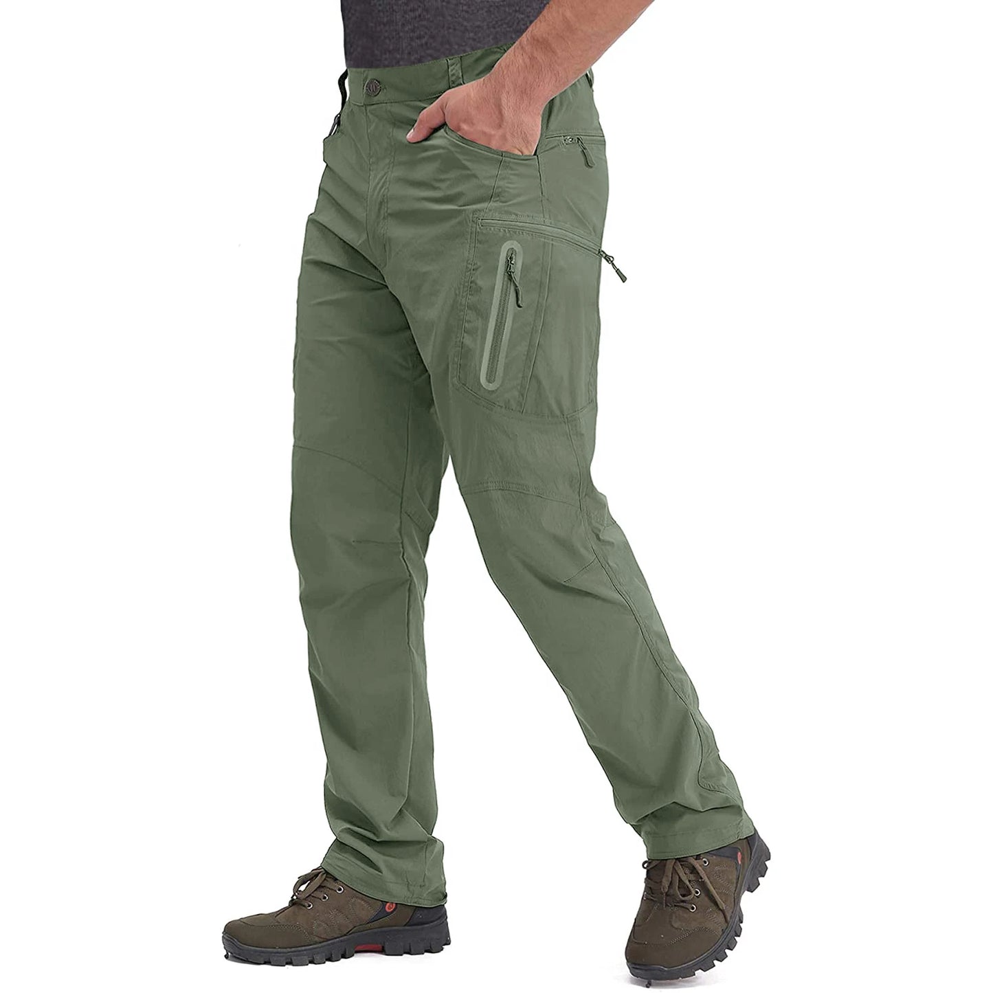 Summer Lightweight Trousers Men's Fishing Pants Outdoor Hiking Nylon Quick Dry Pockets Cargo Pants Casual Work Trousers