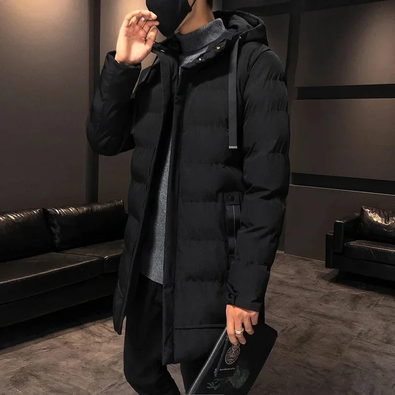 Men's Winter Thickened Mid-Length Cotton Jacket Anti-Cold Donated Military Cotton Coat Winter Sports Student Training Coat