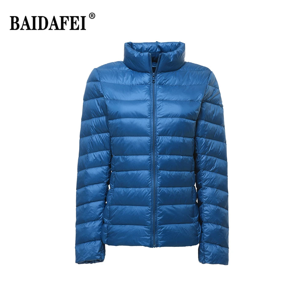 Women Short Puffer Jacket 2026 New Fashion Stand Collar Lightweight Water-Resistant Packable Female Down Parka Casual Coat