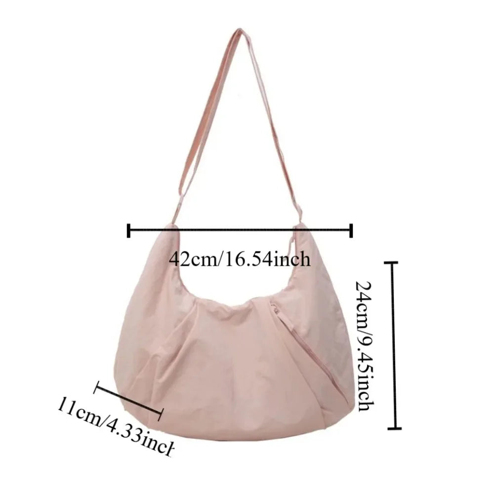 Nylon Shoulder Bags Tote Bag Large Capacity Casual Dumpling Bag Solid Color Fold Oxford Cloth Underarm Bag Girls