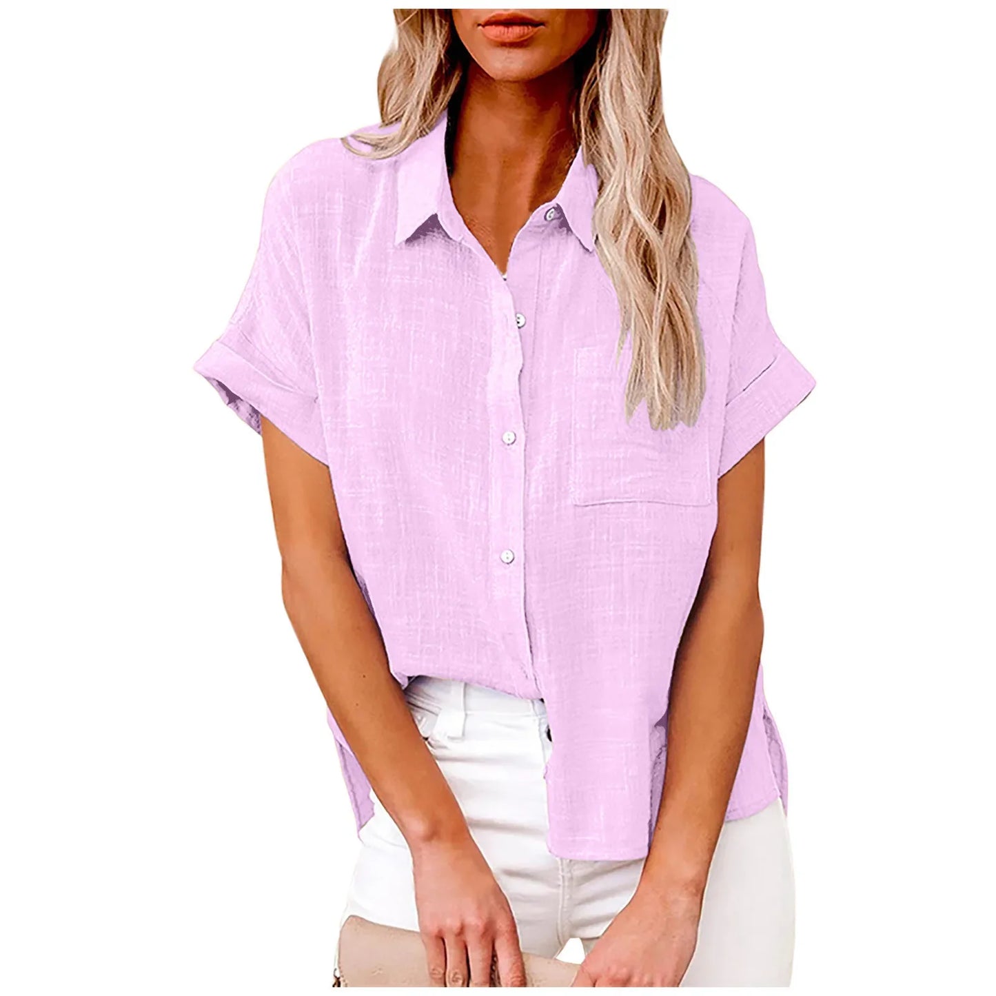 Short Sleeve Tops Tee Women Blouses Summer Loose Ladies T-Shirts Cotton Linen Blouse Woman Clothing Casual T Shirt
