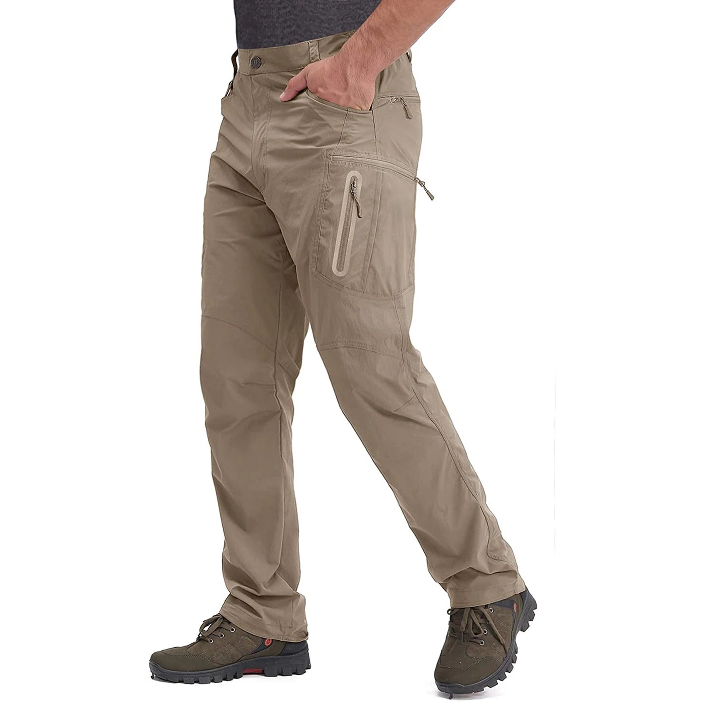 Summer Lightweight Trousers Men's Fishing Pants Outdoor Hiking Nylon Quick Dry Pockets Cargo Pants Casual Work Trousers