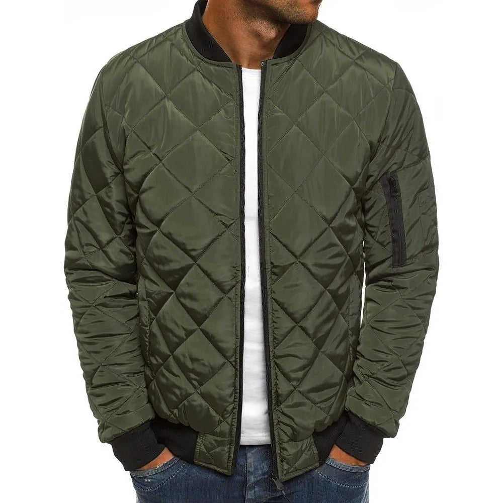 Men's Cotton Jacket Stand Collar Long Sleeve, Autumn- Winter New Arrival Casual Wear Zipper Closure Regular Length Coat for Men
