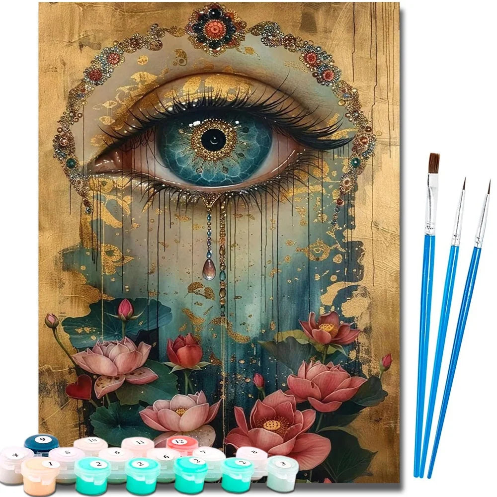 Eye Diy Art Paint By Numbers For Adult Flower Craft Kit HandPainted On Canvas Valentines Gift Home Decor