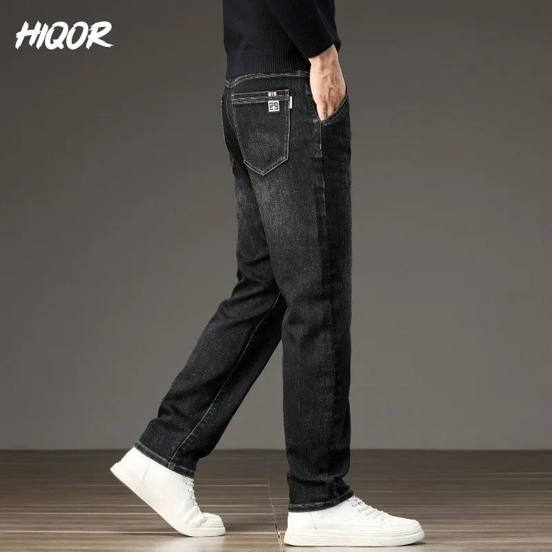 Men's Casual Long Jeans Classic Man Straight Denim Wide-leg Pants Solid Baggy Trousers Fashion Business Jean