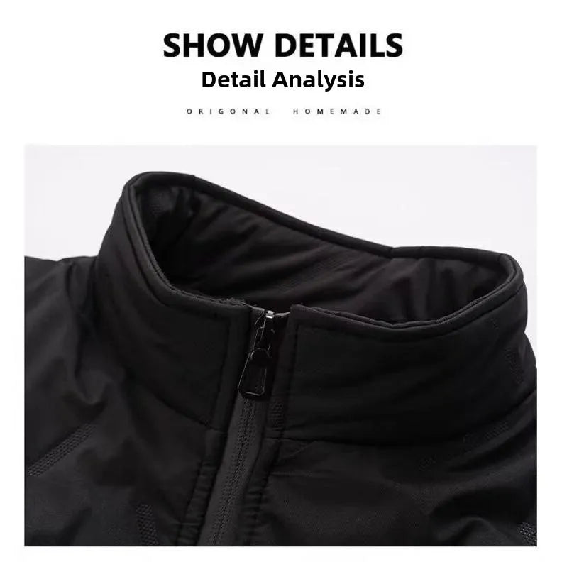 Thickened Lamb Velvet Vest Men's Autumn Winter Outerwear Warm Heating Casual Business High Collar Polyester Fiber Jacket