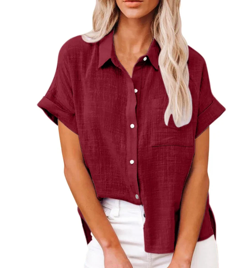 Short Sleeve Tops Tee Women Blouses Summer Loose Ladies T-Shirts Cotton Linen Blouse Woman Clothing Casual T Shirt
