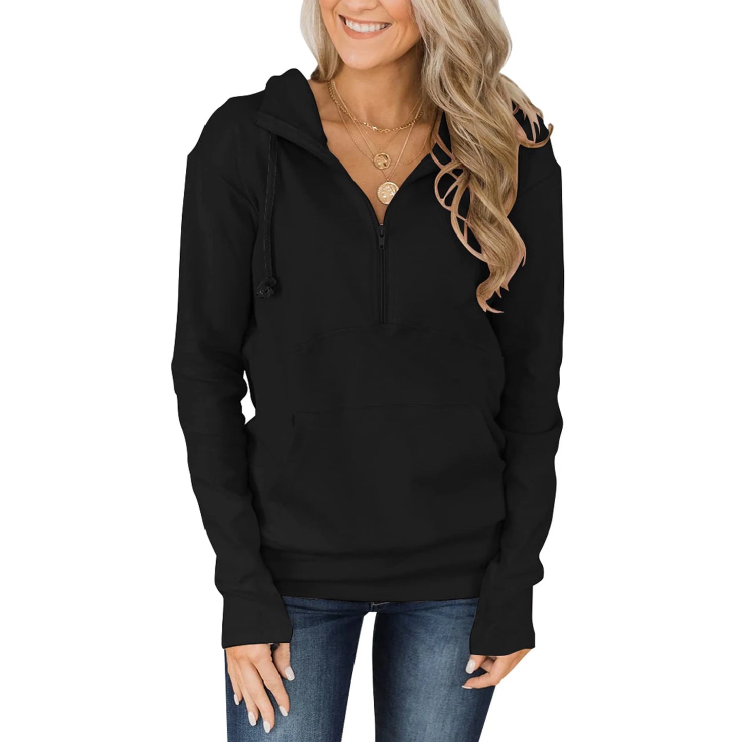 Women'S Texture Hoodies Long Sleeve Loose Solid Sweatshirt Casual Pullover Fall Trendy Tunic Tops Woman Clothing Tops For Woman