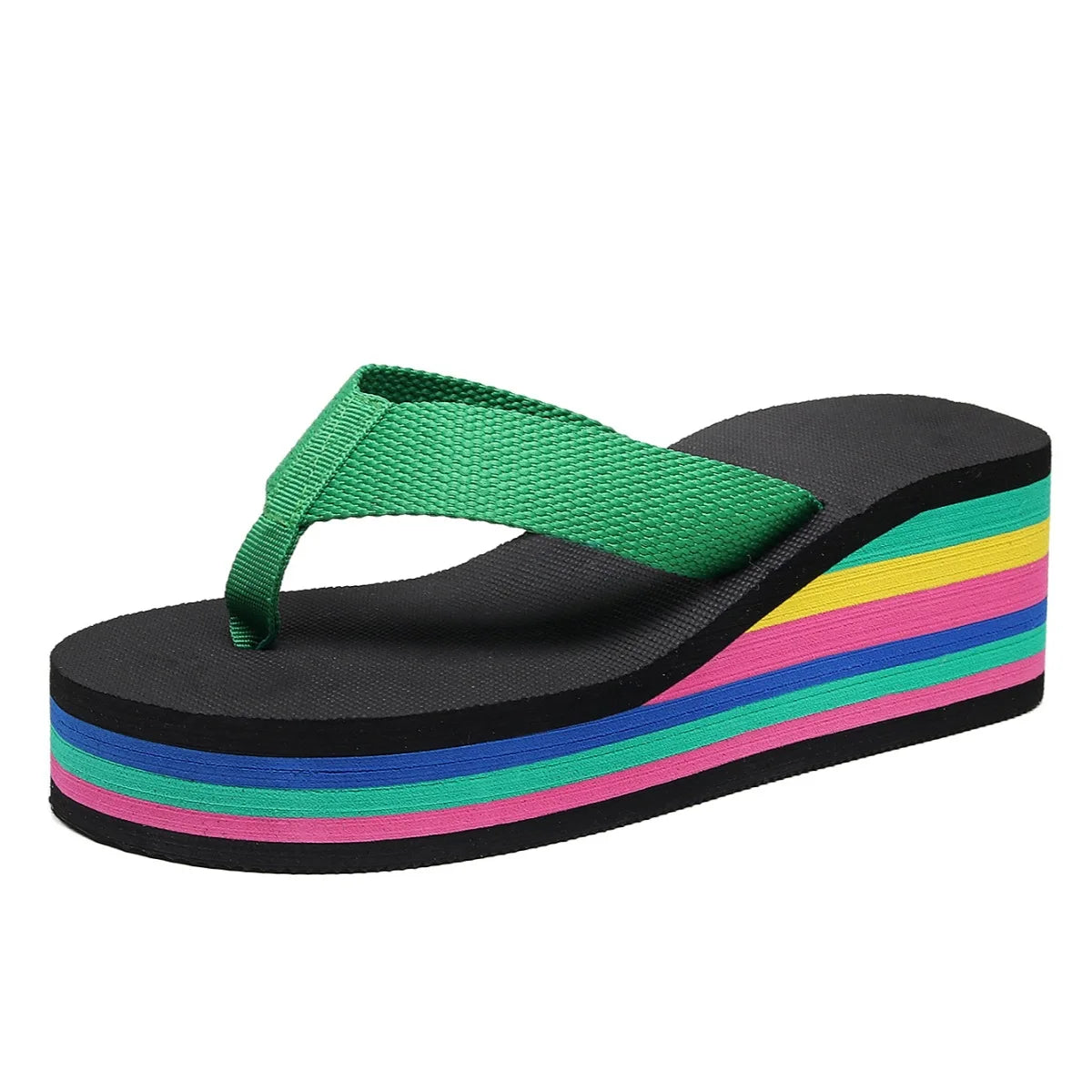 Women's Summer Flip Flops Wedges Fashion Platform Slides High Heel 5cm Thick Bottom Beach Slippers for Holiday