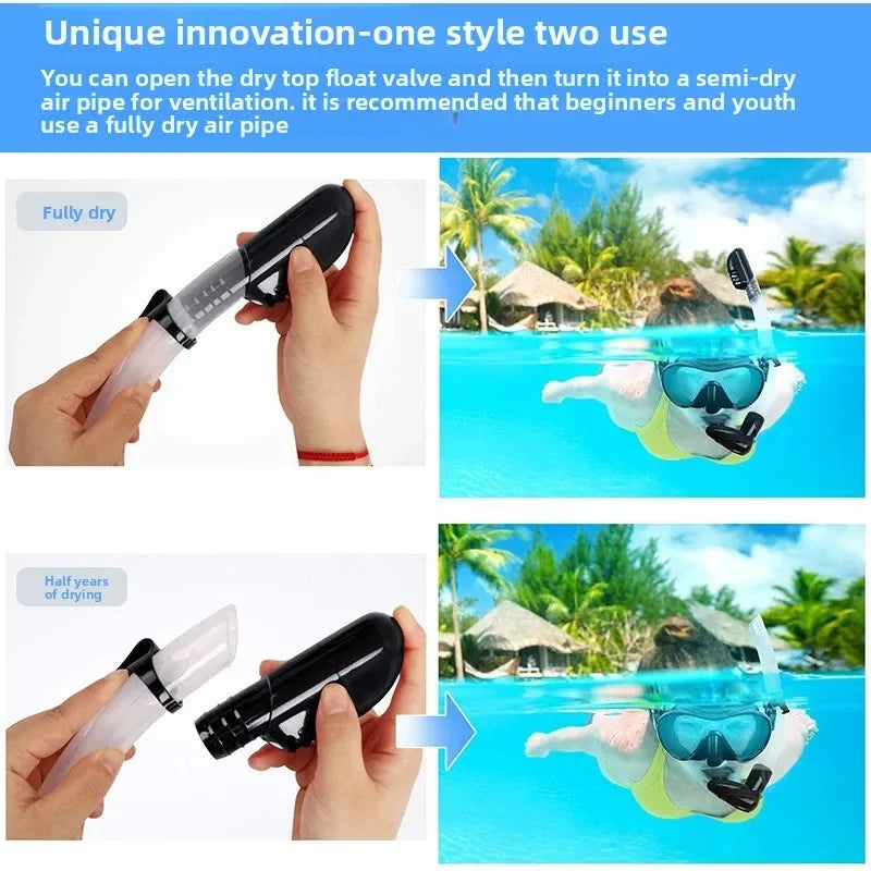 Diving Snorkel Silicone Full Dry Underwater Diving Air Breathing Tube Hose Gear Underwater Snorkeling Diving Equipment