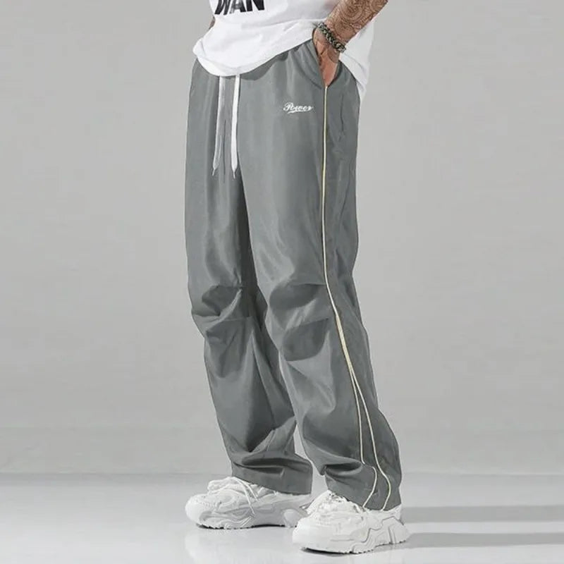 UETEEY Mens Sport Straight Leg Pants Drawstring Elastic Waist Casual Trousers Men Streetwear Solid Color All Season Hot Sale
