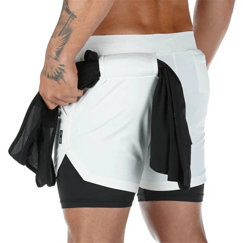 2024 Summer Running Shorts Men 2 in 1 Sports Jogging Fitness Shorts Training Quick Dry Mens Gym Men Shorts Sport gym Short Pants