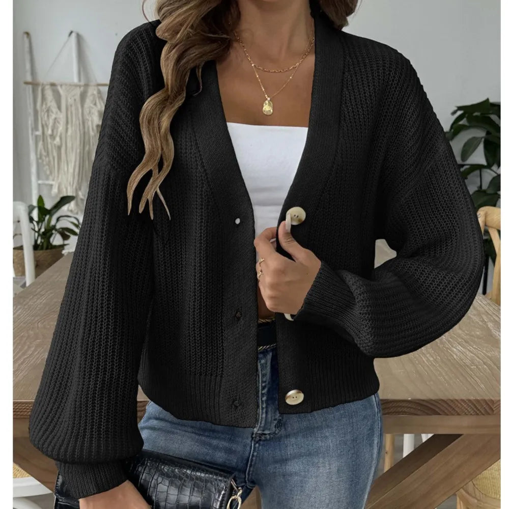 2026 autumn long Loose Knitted cardigan woman sweaters all-match coat casual homewear cardigans solid color Button Outerwear