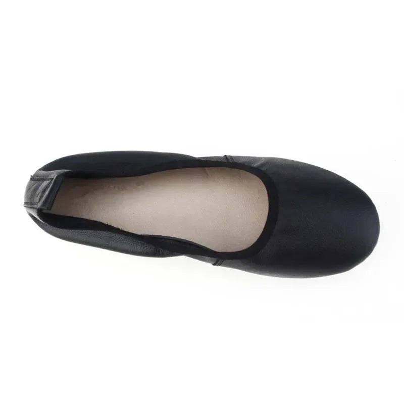 Ngouxm Fashion Women Loafers Shoes Leather Ballerina Ballet Flats Foldable And Portable Travel Pregnant Working Walking Shoes