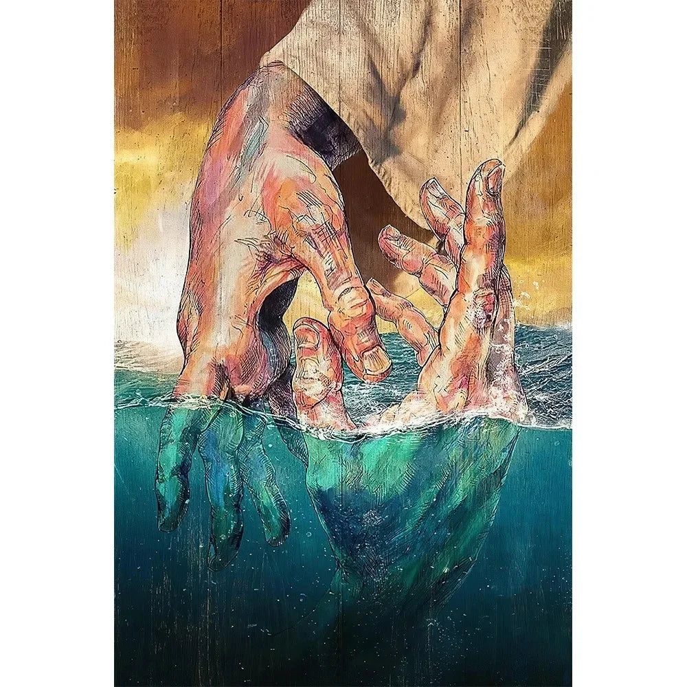 Canvas Painting Jesus The Hand of God Posters Christian Jesus Give Me Your Hand Wall Art Pictures Prints Home Decor Cuadros