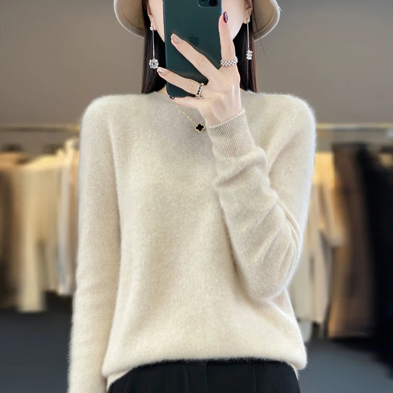Fall/winter 2026 new cashmere sweater women's sweater 100% merino wool fashion O-neck Spring/Autumn warm pullover
