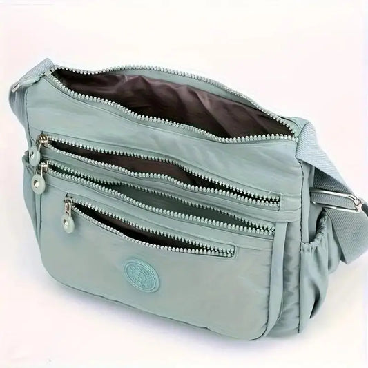 Portable Unisex Sports Pink Durable Outdoor Travel Crossbody Cycling Light Shoulder Nylon Bag with Zipper