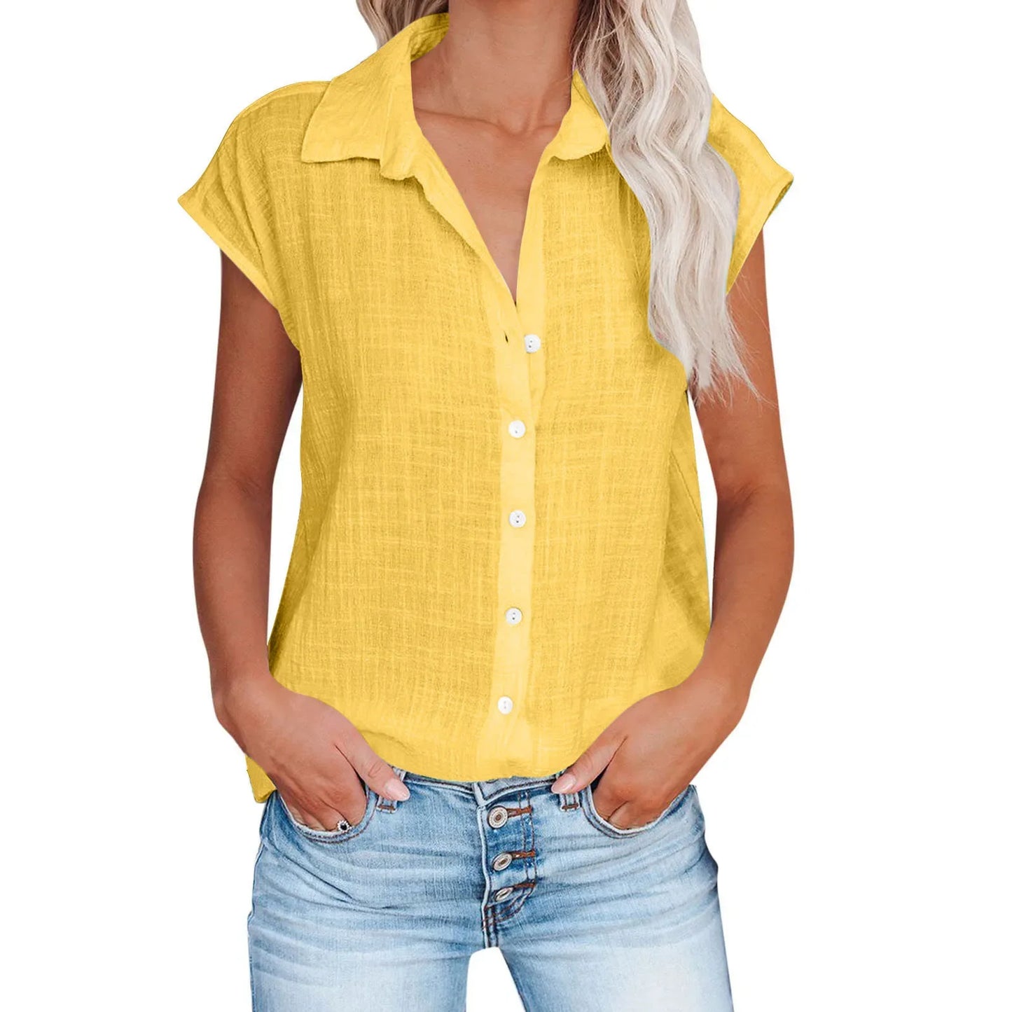 Cotton Linen Shirt Ladies Tops Tee Casual Thin Loose Woman T Shirt Summer Short Sleeve Solid T-Shirts Women Clothing Blouses