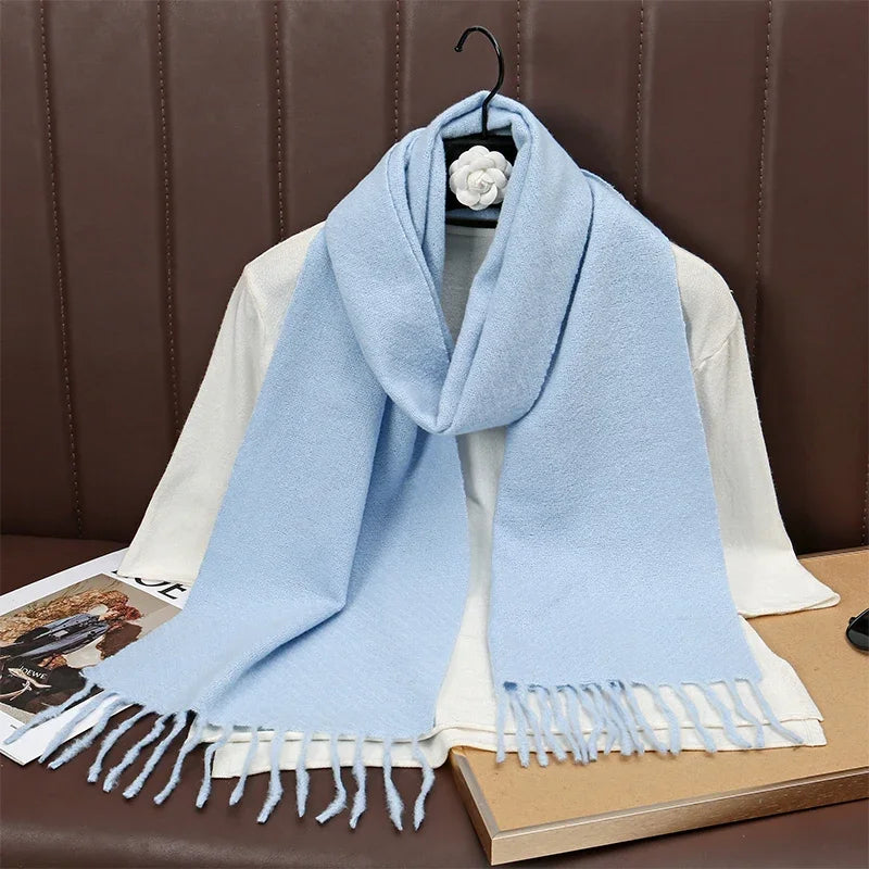 New Winer Warm Cashmere Scarf for Women Fashion Solid Thick Blanket Pashmina Shawl Wrap Female Bufanda Echarpe Foulard 2025