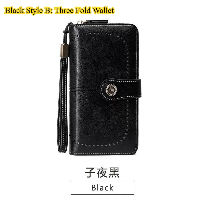 High Quality Women Wallet  Anti-theft Leather Wallets For Woman Long Zipper Large Ladies Clutch Bag Female Purse Card Holder