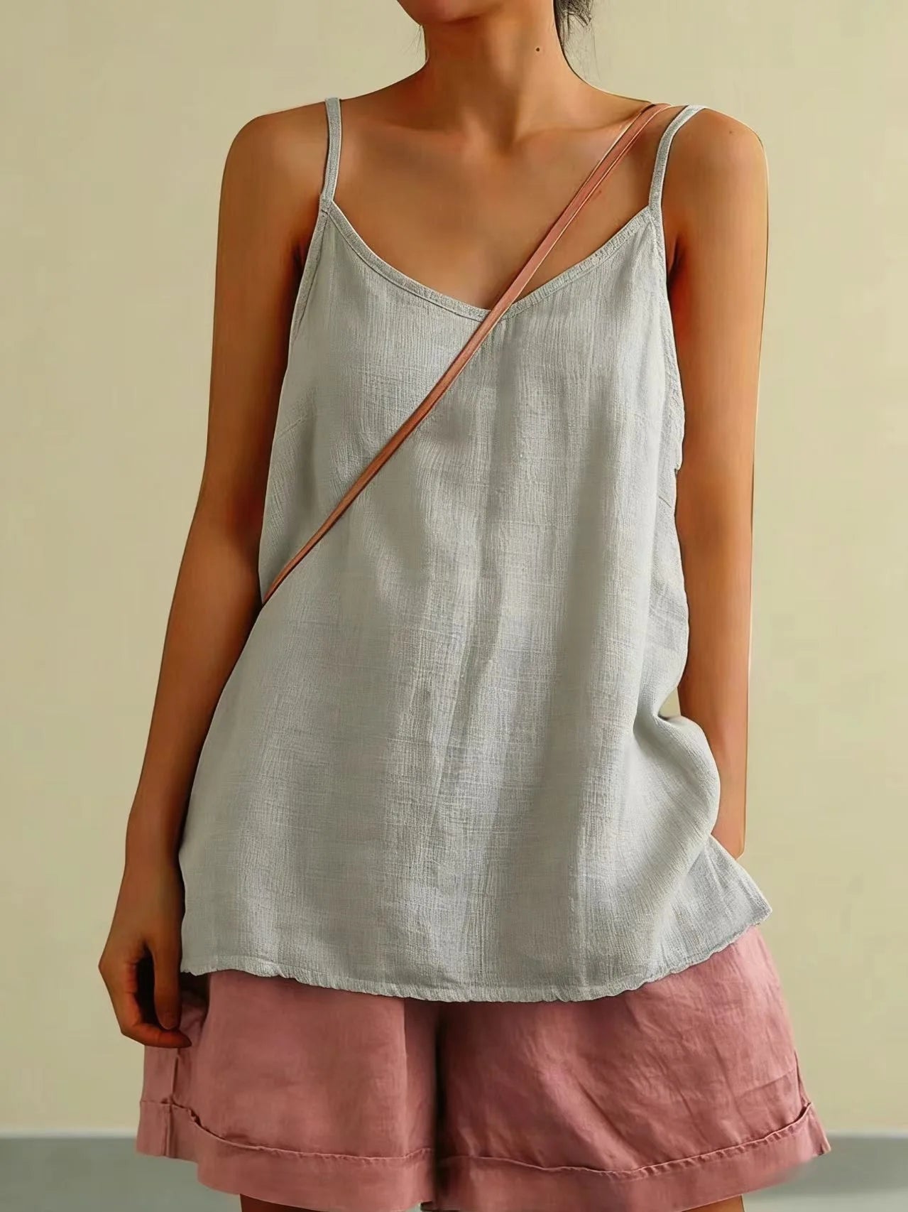 Women's Summer Thin Cotton Linen Style Camisole Fashion Sling Tops T-shirt Women Clothing Casual Tank Top Streetwear