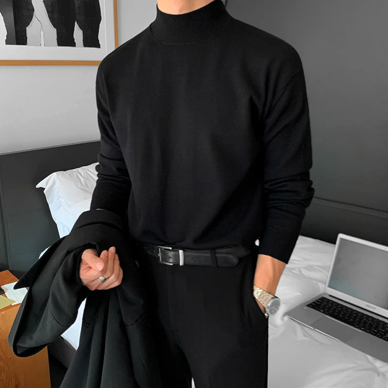 MRCYC Men's Knitted Sweater f High Collar Loose Fit Thiened Mid-Ne Bla Boting irt Casual Wear Polyester Winter