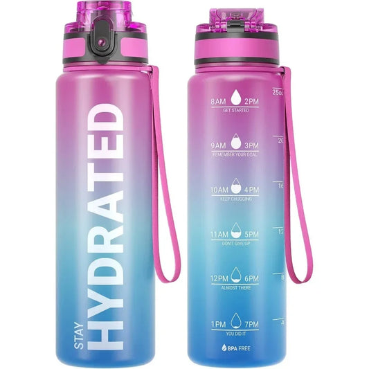 32oz Water Bottle Motivational Sport Water Bottle Leakproof Drinking Bottles Outdoor Sports Travel Kettle Drinking Water Bottle