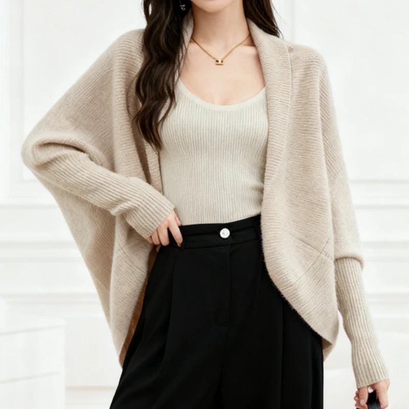 New Loose Casual Cardigan Women Sweater Autumn Winter Batwing Long Sleeve Knit Jackets Office Commute Top,Elegant Outerwear 15