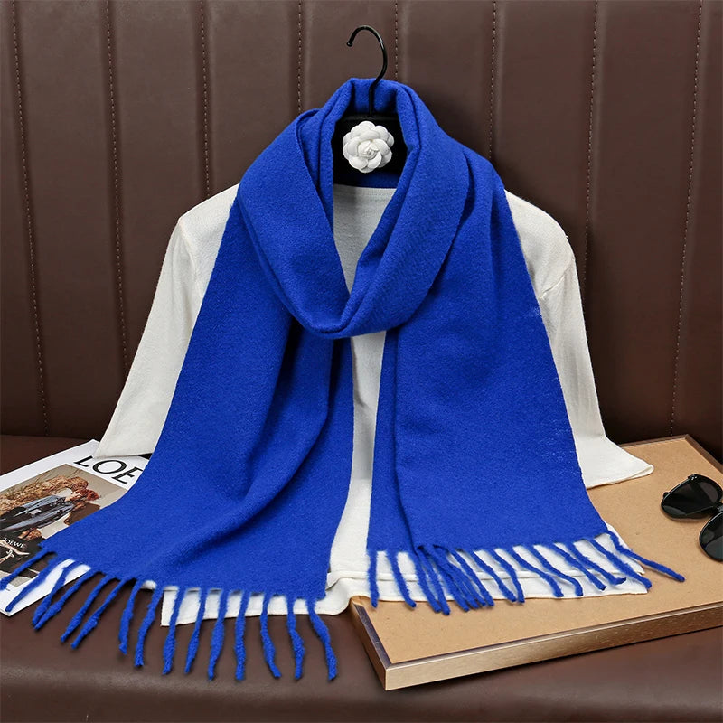 New Winer Warm Cashmere Scarf for Women Fashion Solid Thick Blanket Pashmina Shawl Wrap Female Bufanda Echarpe Foulard 2025