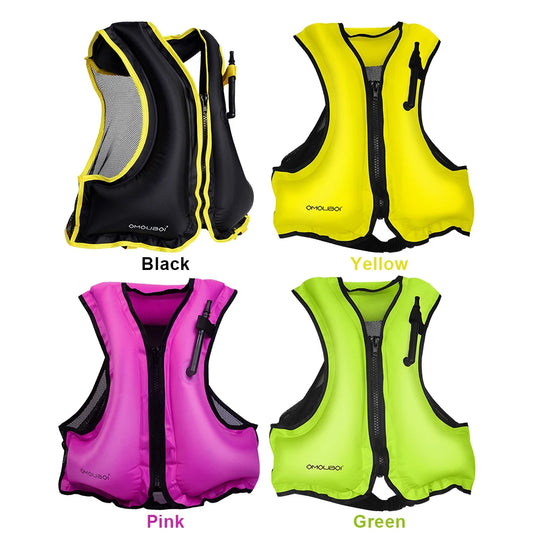 Inflatable Snorkeling Vest Adjustable Inflatable Buoyancy Vest Floating Life Vest for Snorkeling Swimming Kayaking Boating