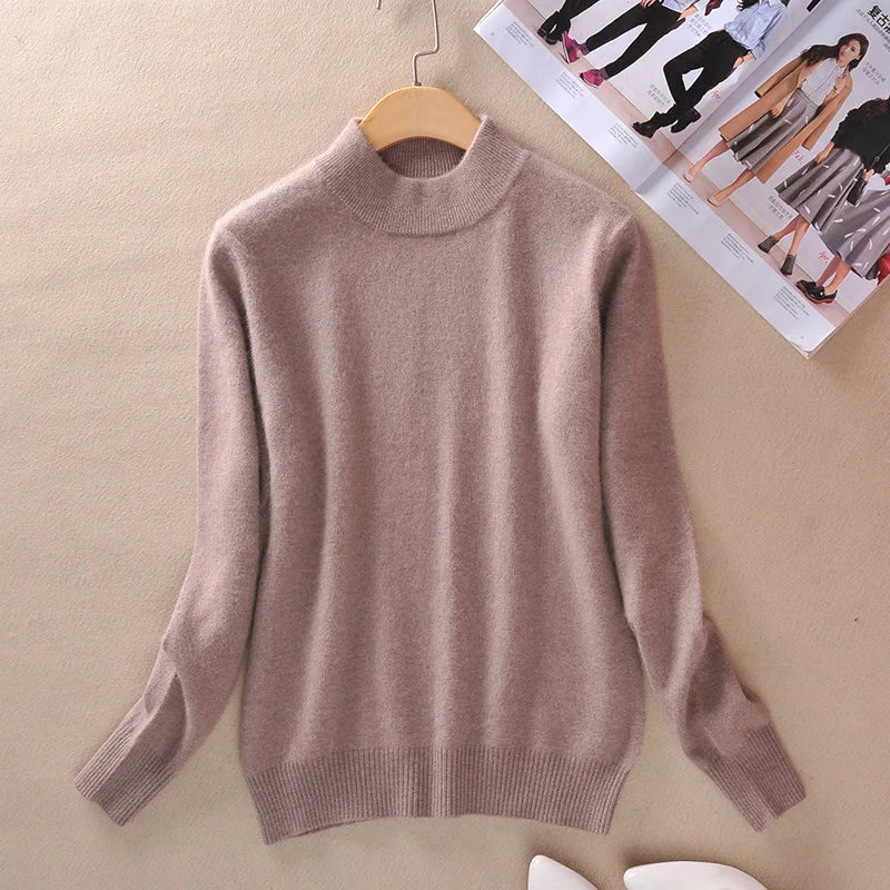 18 Colors Women Cashmere Sweater Pullovers Long Sleeve Pull Femme Half Turtleneck Pullover Women Jumpers