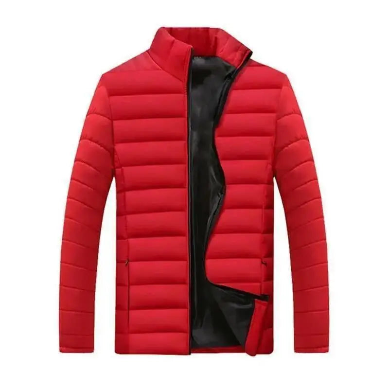 Loose Fit Short Hooded Cotton Jacket Thin Winter Coat for Men Casual Style Zipper Closure Solid Color Youth Fashion Urban Wear