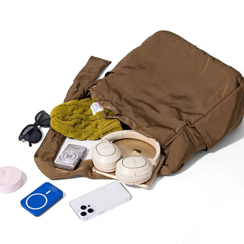 New Elegant Autumn Winter Women Tote Bag Large Solid Color Soft Drawstring Crossbody Bag Commuting Shopping Travel Shoulder Bags