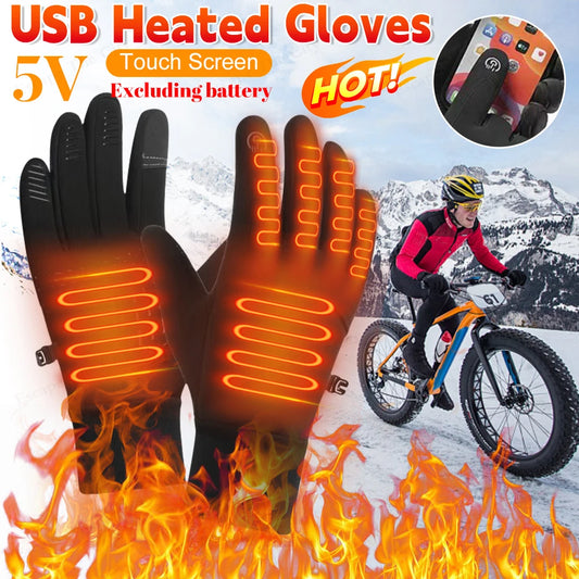 New Men Women USB Heated Gloves Hand Warmer Electric Winter Gloves Cold Weather Gloves for Outdoor Cycling Skiing Hiking