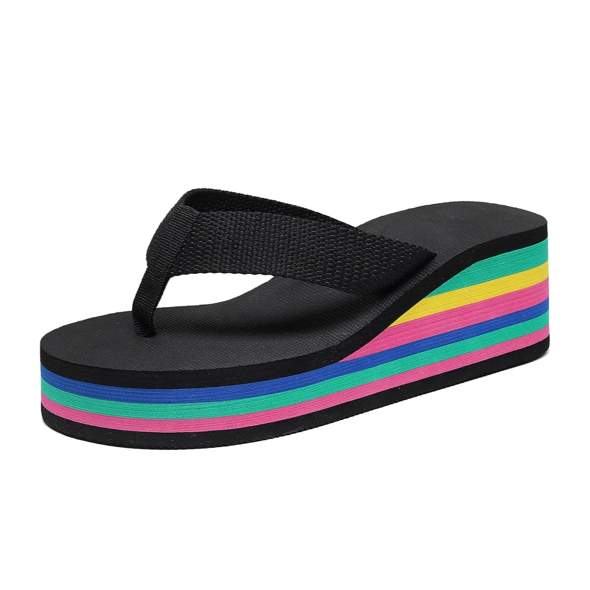 Women's Summer Flip Flops Wedges Fashion Platform Slides High Heel 5cm Thick Bottom Beach Slippers for Holiday
