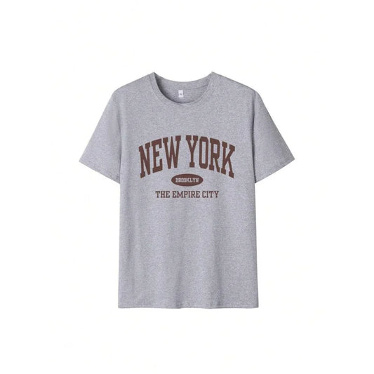 Women's Summer Letter Print Loose Casual T-Shirt Daily Fashion Versatile Graphic Tee Vacation t shirt Short Sleeved Tops